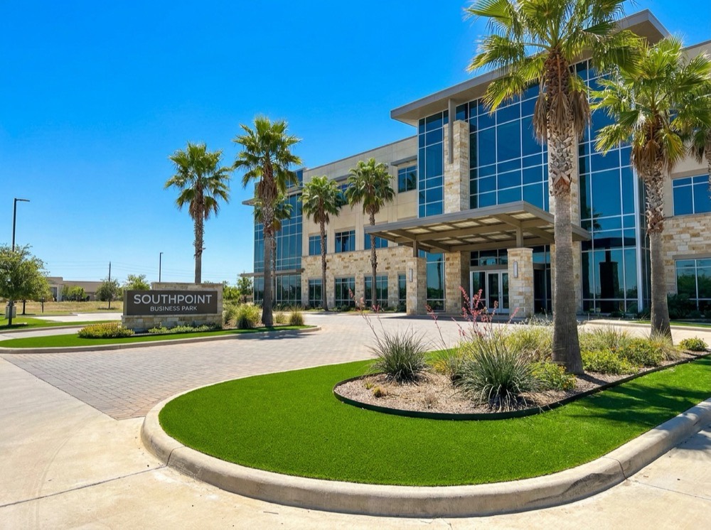 Commercial property artificial turf landscaping in McAllen Texas